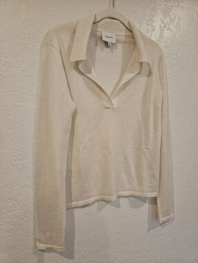 Reformation Lucas Relaxed Regenerative 100% Merino Wool Polo Sweater Womens Med